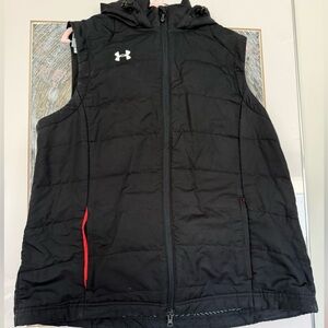 Under Armour Black Quilted Vest with Neon Red Trim